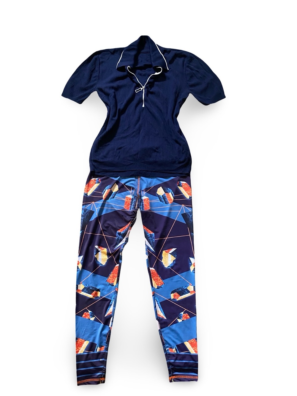 Geometric Printed Active Leggings- Athleisure